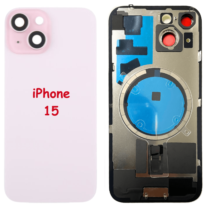 iPhone 15 Battery Back Glass Cover with Camera Lens Cover + MagSafe Magnet (Pink) - Best Cell Phone Parts Distributor in Canada, Parts Source iPhone 15 Battery Back Glass Cover with Camera Lens Cover + MagSafe Magnet (Pink) - Best Cell Phone Parts Distributor in Canada, Parts Source
